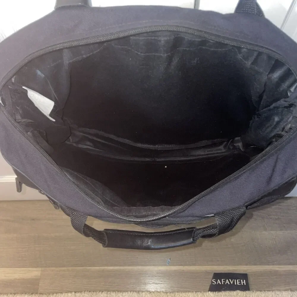Vintage L.L. Bean Continental Messenger Briefcase Bag - Black Nylon & Leather